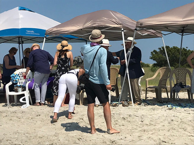 Shelters for wedding party on Wrightsville Beach